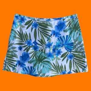 90's vintage tropical floral palm tree high waisted bodycon mini skort Size 7/8